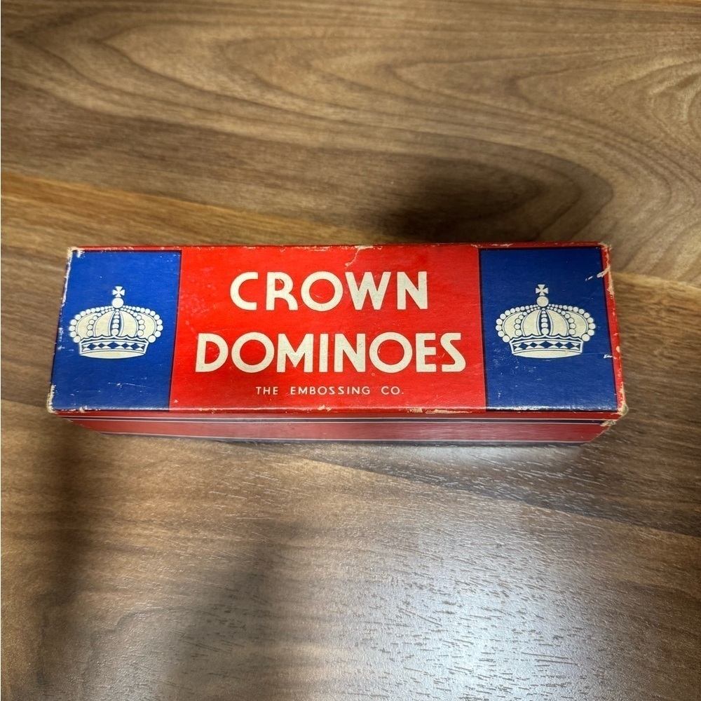 Vintage excellent condition embossed Crown Dominoes with box​​​​​​